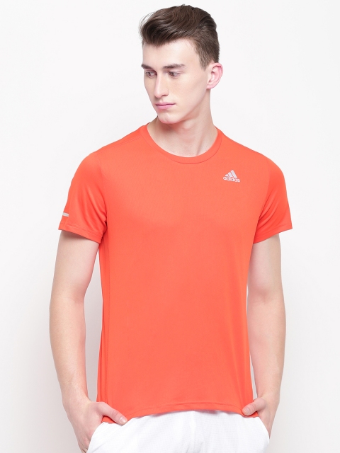 

ADIDAS Men Orange Solid Round Neck Running T-shirt