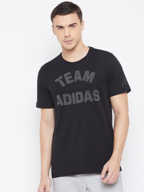 

ADIDAS Men Black & Grey Embossed Print VRCT T-shirt