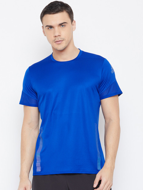 

ADIDAS Men Blue Solid 25/7 Rise Up N Run Parley T-shirt