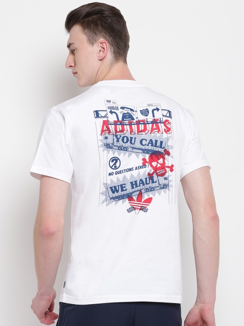 

ADIDAS Originals Men White & Navy Blue We Haul Printed Skateboarding T-Shirt