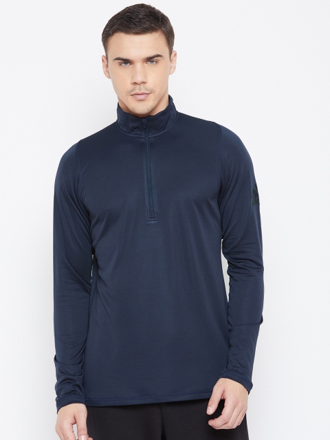 

ADIDAS Men Navy Blue Solid Freelift Sport 1/4th Zip Training T-shirt