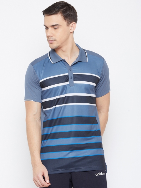 

ADIDAS Men Blue & Black Striped Club Polo Tennis T-shirt