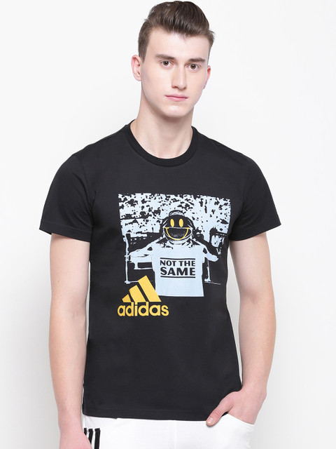

ADIDAS Men Black & Blue Not Same Art Printed Basketball T-Shirt
