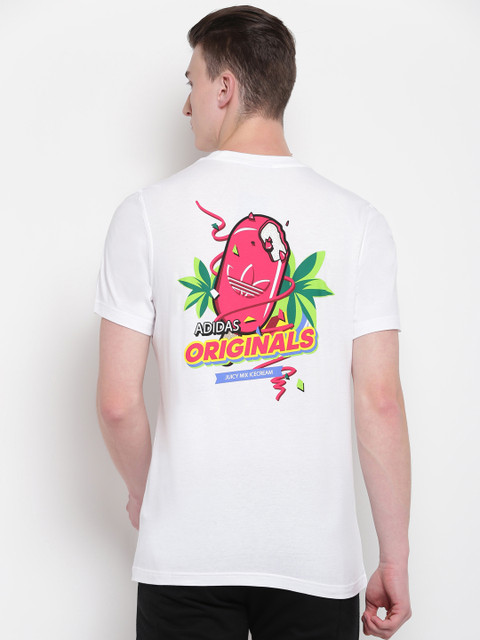 

ADIDAS Originals Men White & Pink Printed Back Bodega Popsicle T-shirt