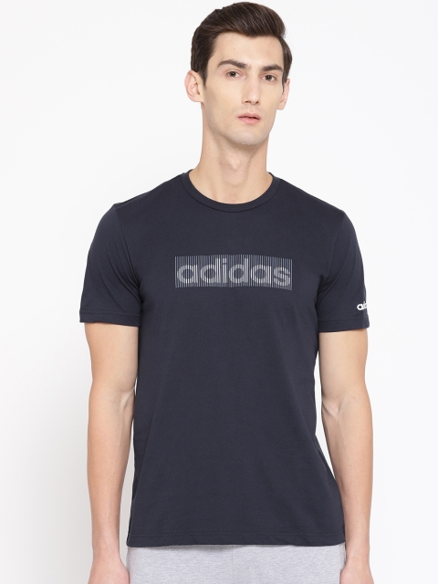 

ADIDAS Men Navy Blue Premium Print Graphic Round Neck T-shirt