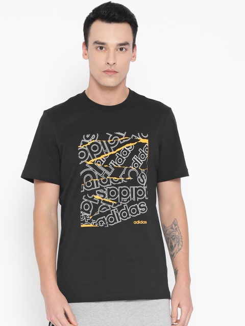 

ADIDAS Men Black Printed Logo Collage Graphic T-shirt