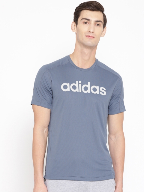 

ADIDAS Men Blue D2M Cool Logo Printed Round Neck T-shirt