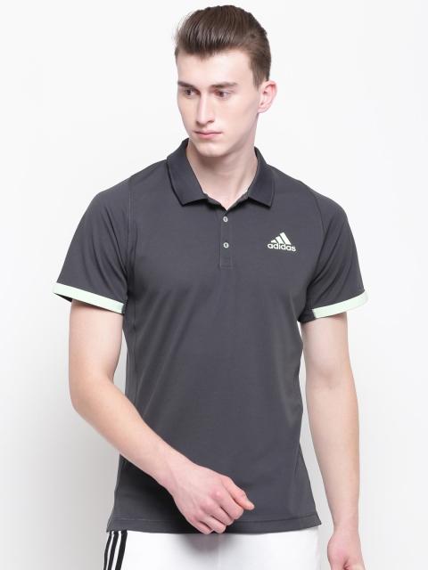 

ADIDAS Men Charcoal Grey Solid New York Polo Tennis T-shirt
