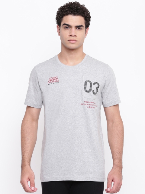 

ADIDAS Men Grey Melange Solid Must Haves Pocket T-shirt
