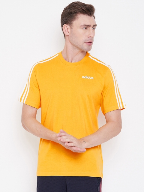 

ADIDAS Men Yellow E 3S Solid Round Neck T-shirt