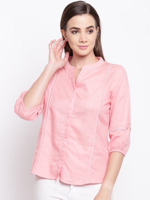 

Kraus Jeans Women Peach-Coloured Regular Fit Self Design Casual Shirt