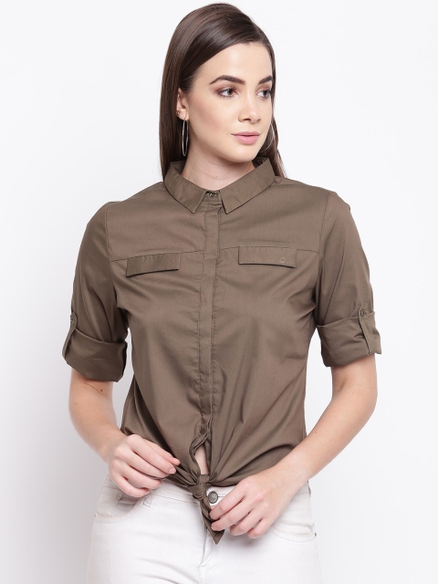 

Kraus Jeans Women Olive Green Regular Fit Solid Casual Shirt