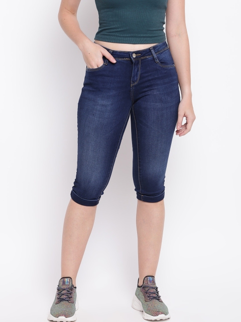 

Kraus Jeans K4023 Women Navy Blue Solid Denim Mid Rise Capris
