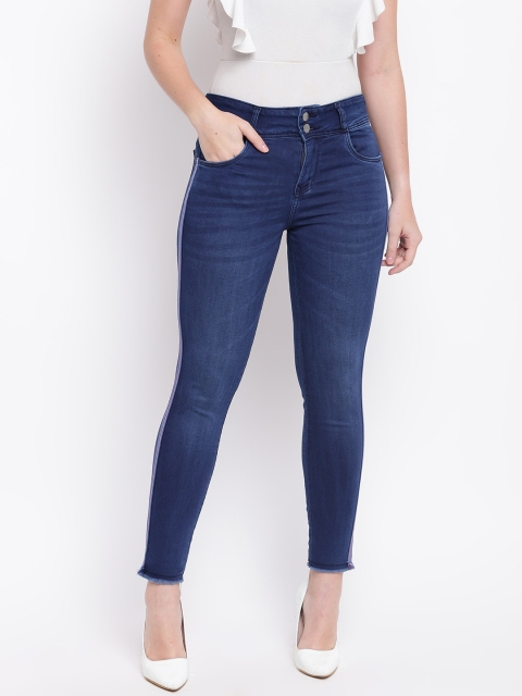 

Kraus Jeans Women K3051 Navy Blue Skinny Fit Mid-Rise Clean Look Cropped Stretchable Jeans