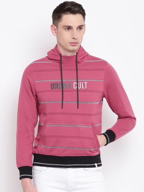 

Monte Carlo Men Pink & Black Striped Hooded Sweatshirt