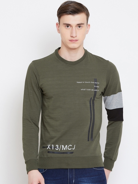 

Monte Carlo Men Olive Green Smart Fit Printed Sweatshirt
