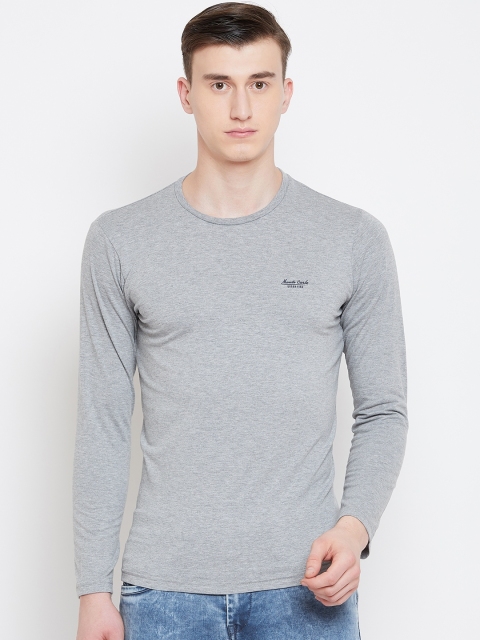 

Monte Carlo Men Grey Melange Solid Round Neck T-shirt