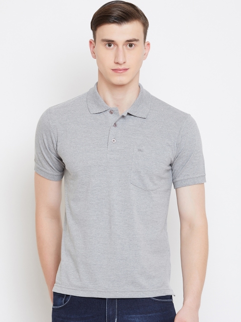

Monte Carlo Men Grey Melange Solid Polo Collar T-shirt