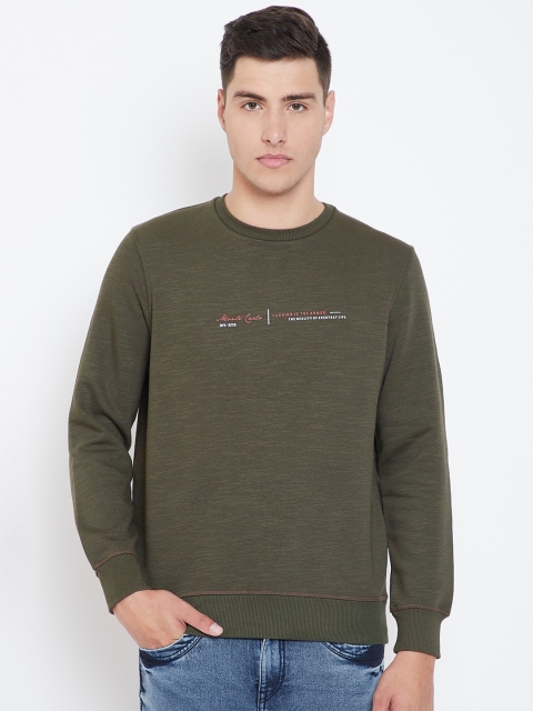 

Monte Carlo Men Olive Green Solid Sweatshirt