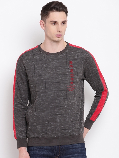 

Monte Carlo Men Charcoal Grey Checked Sweatshirt