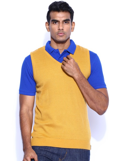 

Peter England Mustard Yellow Sleeveless Sweater