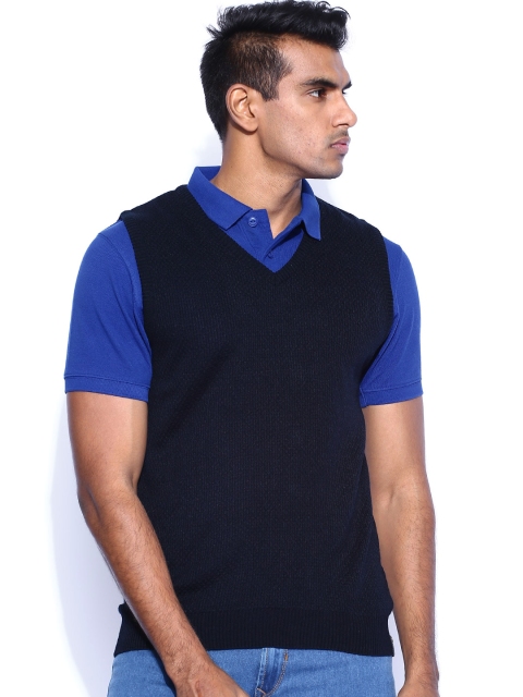 

Peter England Navy Sleeveless Sweater, Navy blue