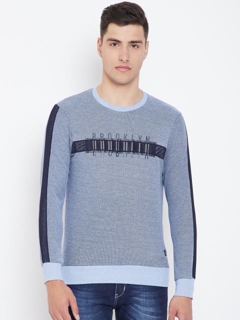 

Monte Carlo Men Blue Self Design Sweatshirt