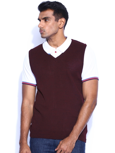 

Peter England Maroon Sleeveless Sweater