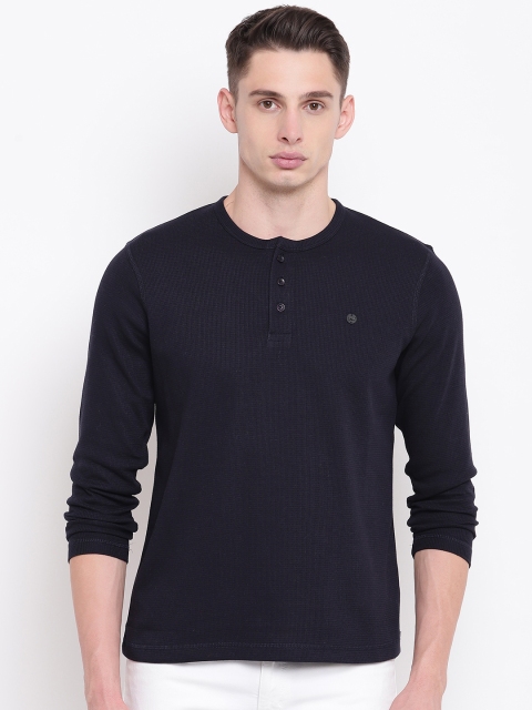 

Monte Carlo Men Navy Blue Solid Henley Neck T-shirt