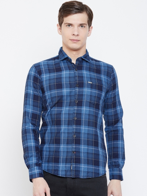 

Monte Carlo Men Blue Slim Fit Printed Casual Shirt, Navy blue