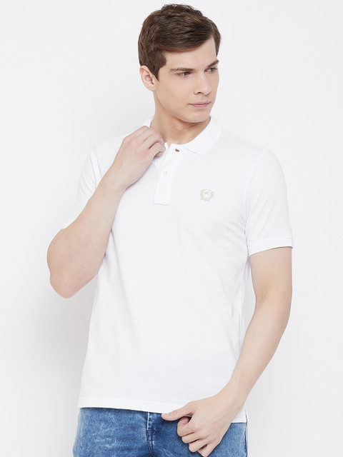 

Monte Carlo Men White Solid Polo Collar T-shirt