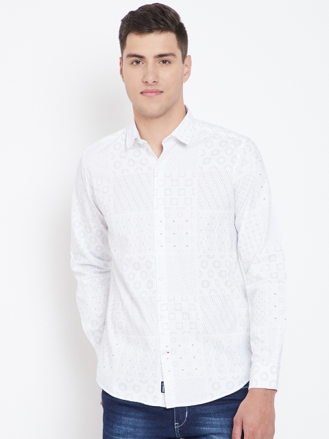 

Monte Carlo Men White & Navy Blue Regular Fit Printed Casual Shirt
