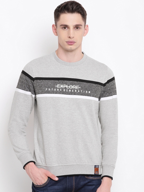 

Monte Carlo Men Grey Melange Solid Sweatshirt