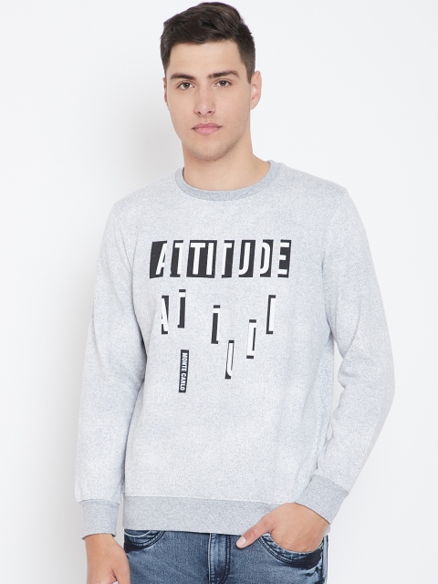 

Monte Carlo Men Grey Melange Printed Sweatshirt