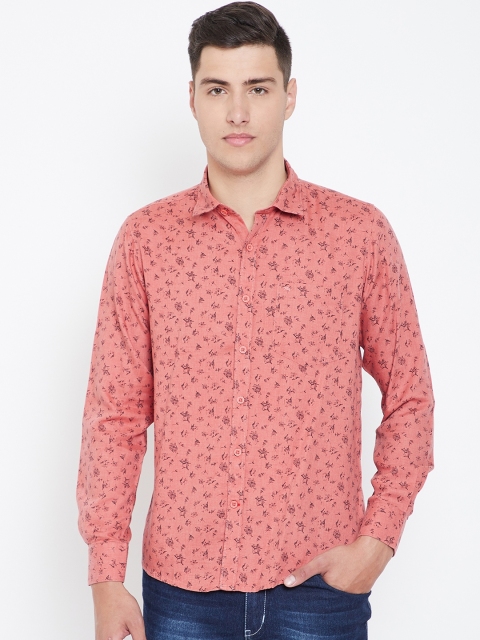 

Monte Carlo Men Coral Red & Black Standard Regular Fit Printed Casual Shirt