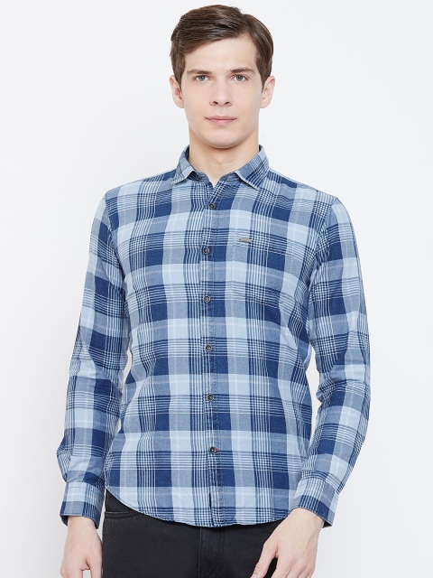

Monte Carlo Men Blue Slim Fit Checked Casual Shirt