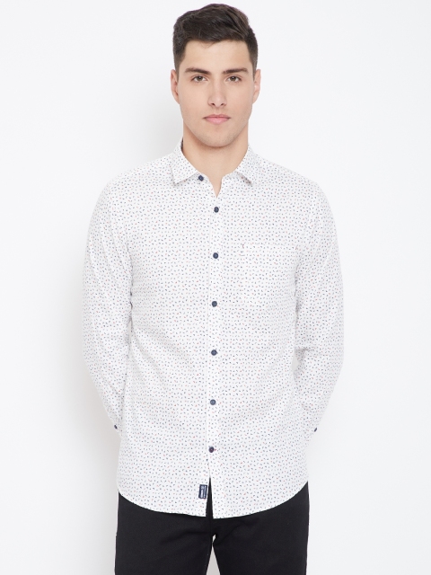 

Monte Carlo Men White & Navy Blue Standard Slim Fit Printed Casual Shirt