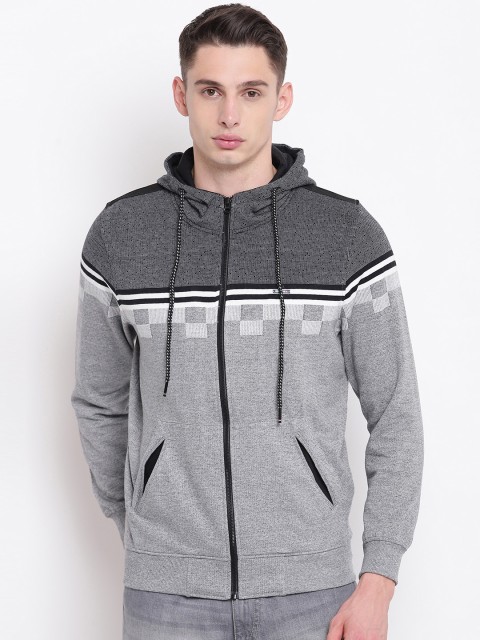 

Monte Carlo Men Grey Colourblocked Hooded Sweatshirt