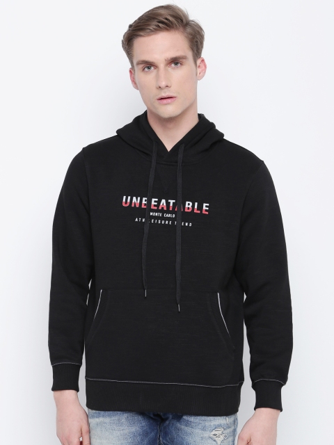 

Monte Carlo Men Black Solid Hooded Sweatshirt