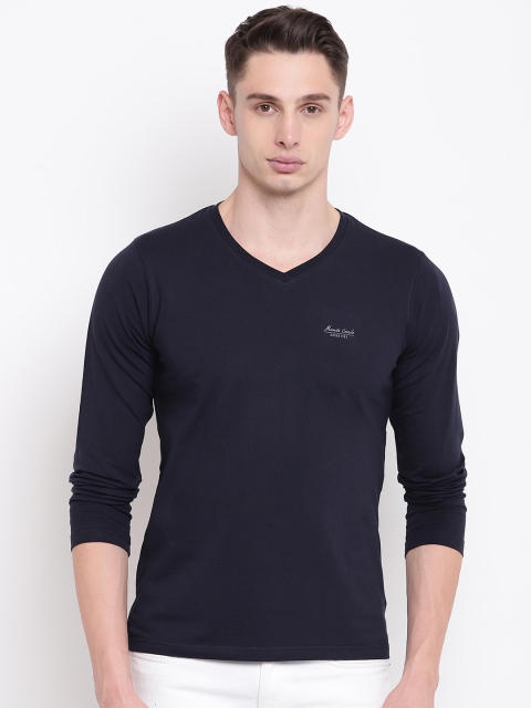 

Monte Carlo Men Navy Blue Solid V-Neck T-shirt
