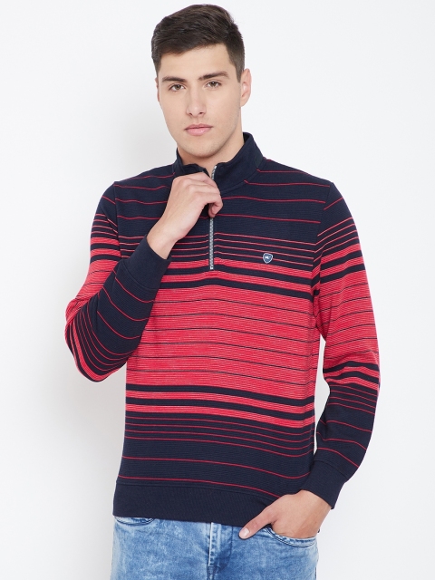

Monte Carlo Men Navy Blue & Red Striped Sweatshirt