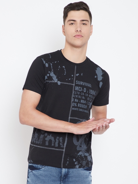

Monte Carlo Men Black & Grey Printed Round Neck T-shirt