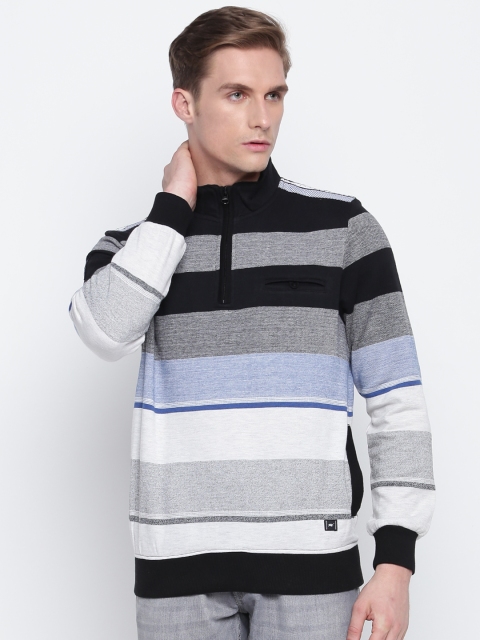 

Monte Carlo Men Black & Off-White Striped Sweatshirt