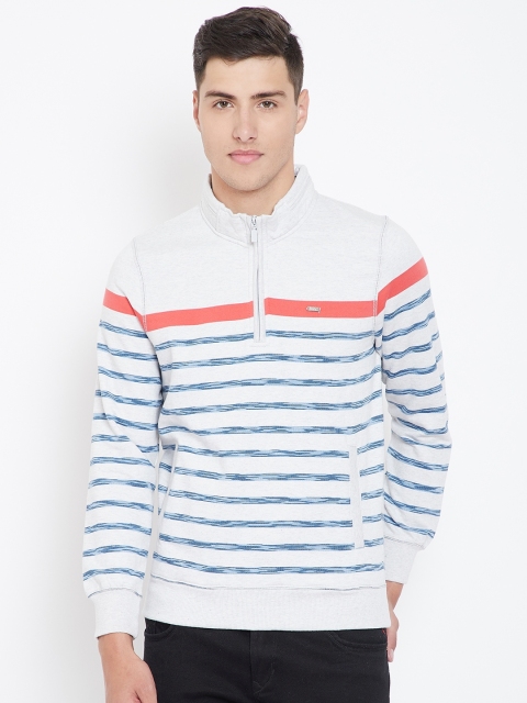 

Monte Carlo Men Grey Melange & Blue Striped Sweatshirt