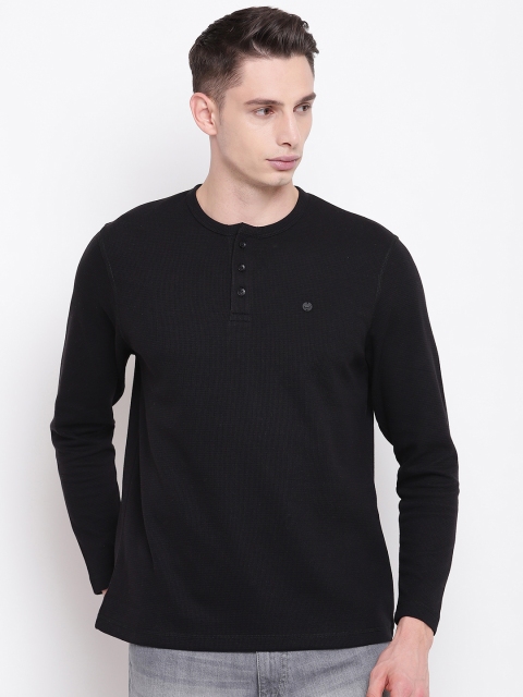 

Monte Carlo Men Black Solid Henley Neck T-shirt