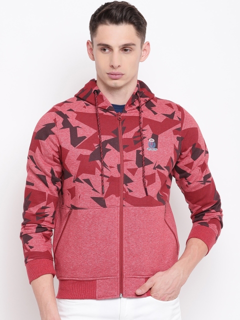 

Monte Carlo Men Red Printed Hooded Sweatshirt