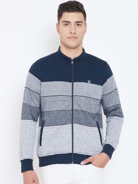 

Monte Carlo Men Grey & Blue Striped Sweatshirt