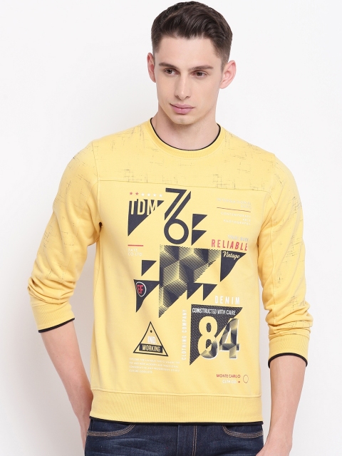 

Monte Carlo Men Yellow & Navy Blue Printed Sweatshirt