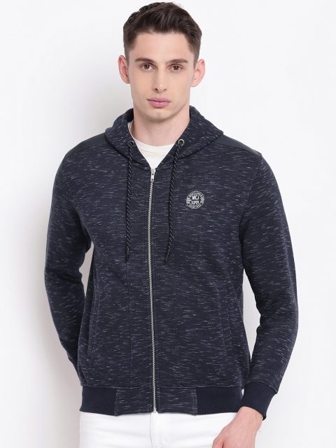 

Monte Carlo Men Navy Blue Self Design Hooded Sweatshirt
