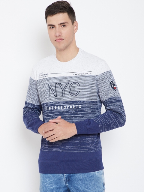 

Monte Carlo Men Navy Blue & Off-White Printed Sweatshirt